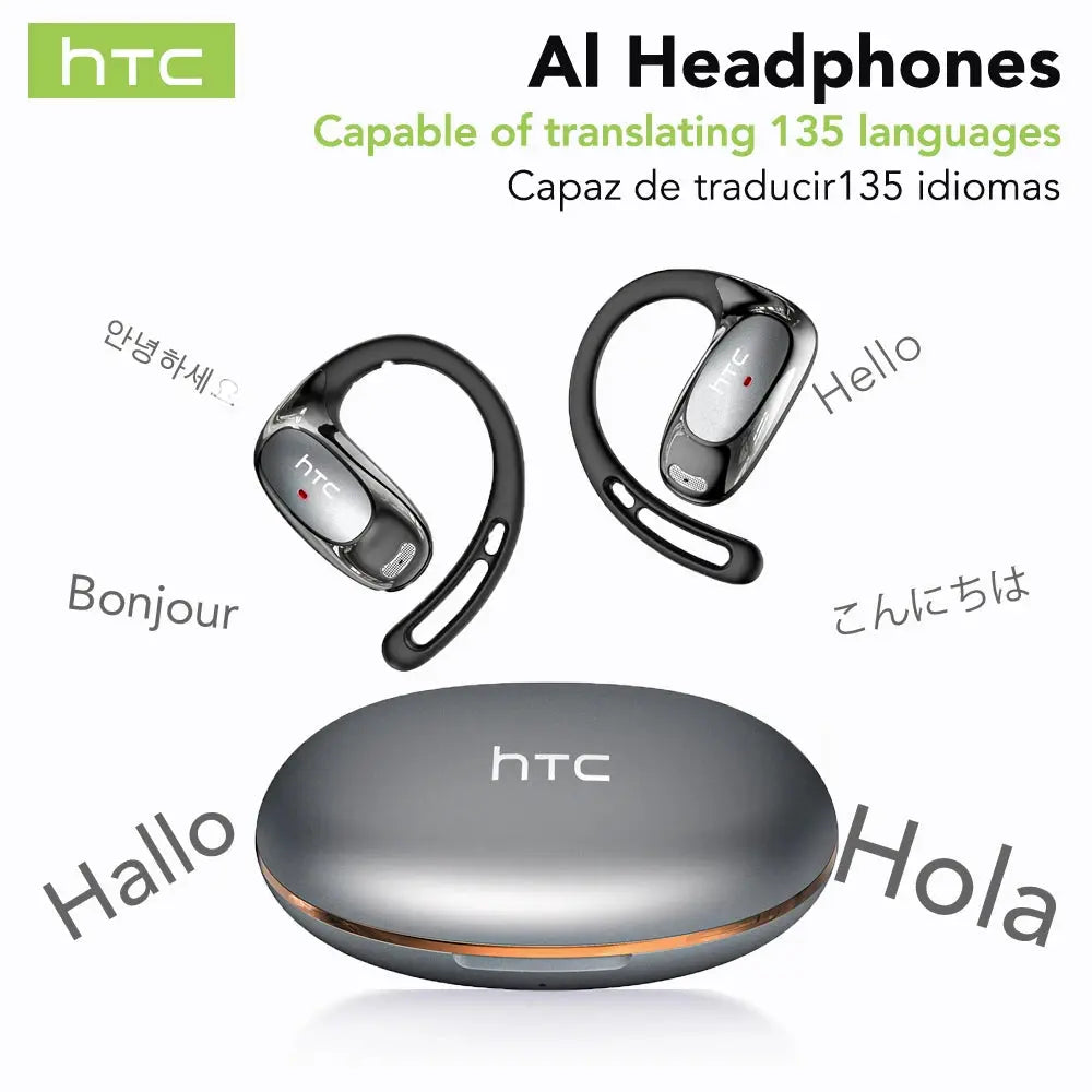 Bluetooth Auricles HTC NE35 2026 AI Real-Time Language Translator Earbuds 134 Languages BT6.0 IPX5 90H Battery Wireless Headset Magic Remotes