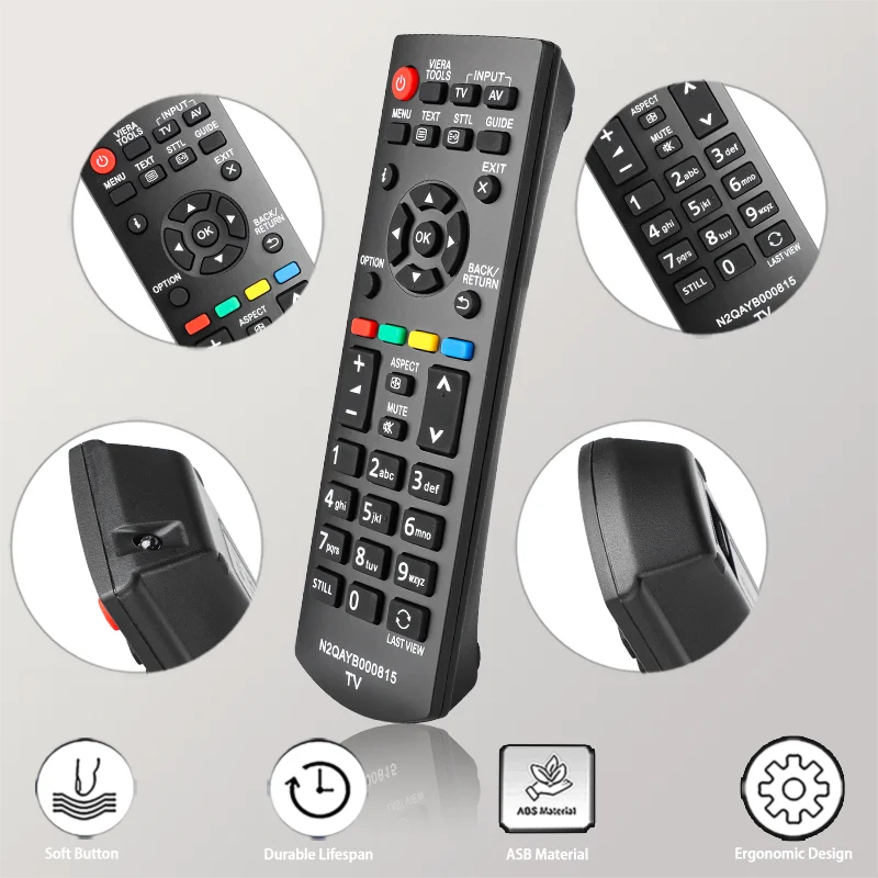 N2QAYB000815 Replacement Remote for Panasonic TV | Compatible with TX-L39B6E, TX-L42B6E, TX-L50EM6B & More LED/LCD Models