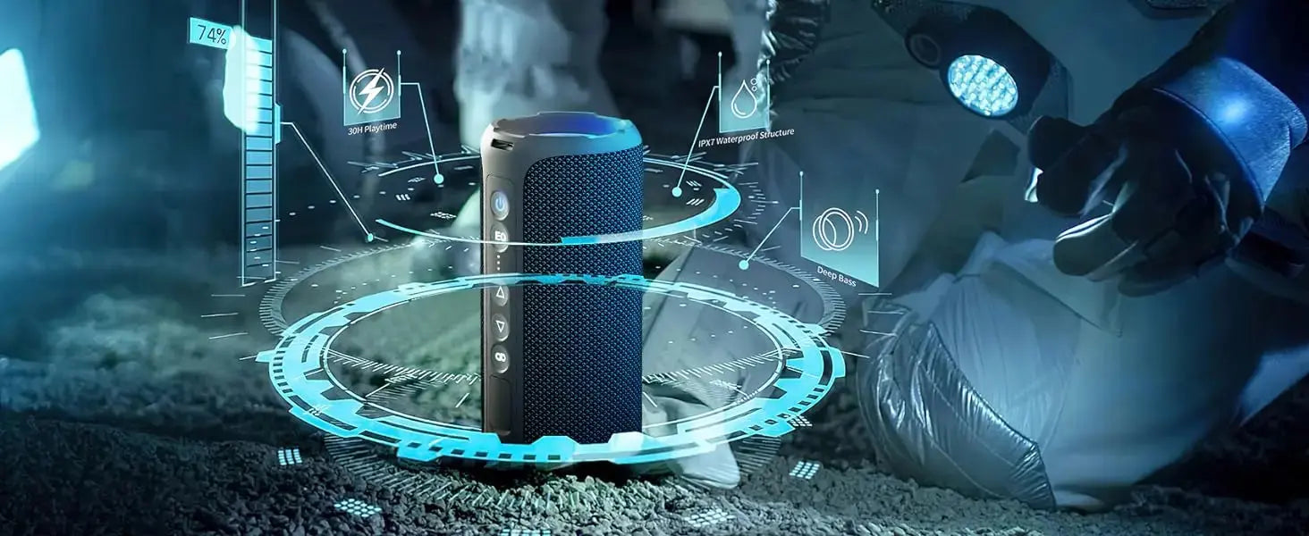 Ortizan Bluetooth Speakers 40W Enhanced Bass Portable Outdoor Wireless Speaker 30Hrs IP7 Waterproof Shower Speaker Bluetooth 5.3 Magic Remotes