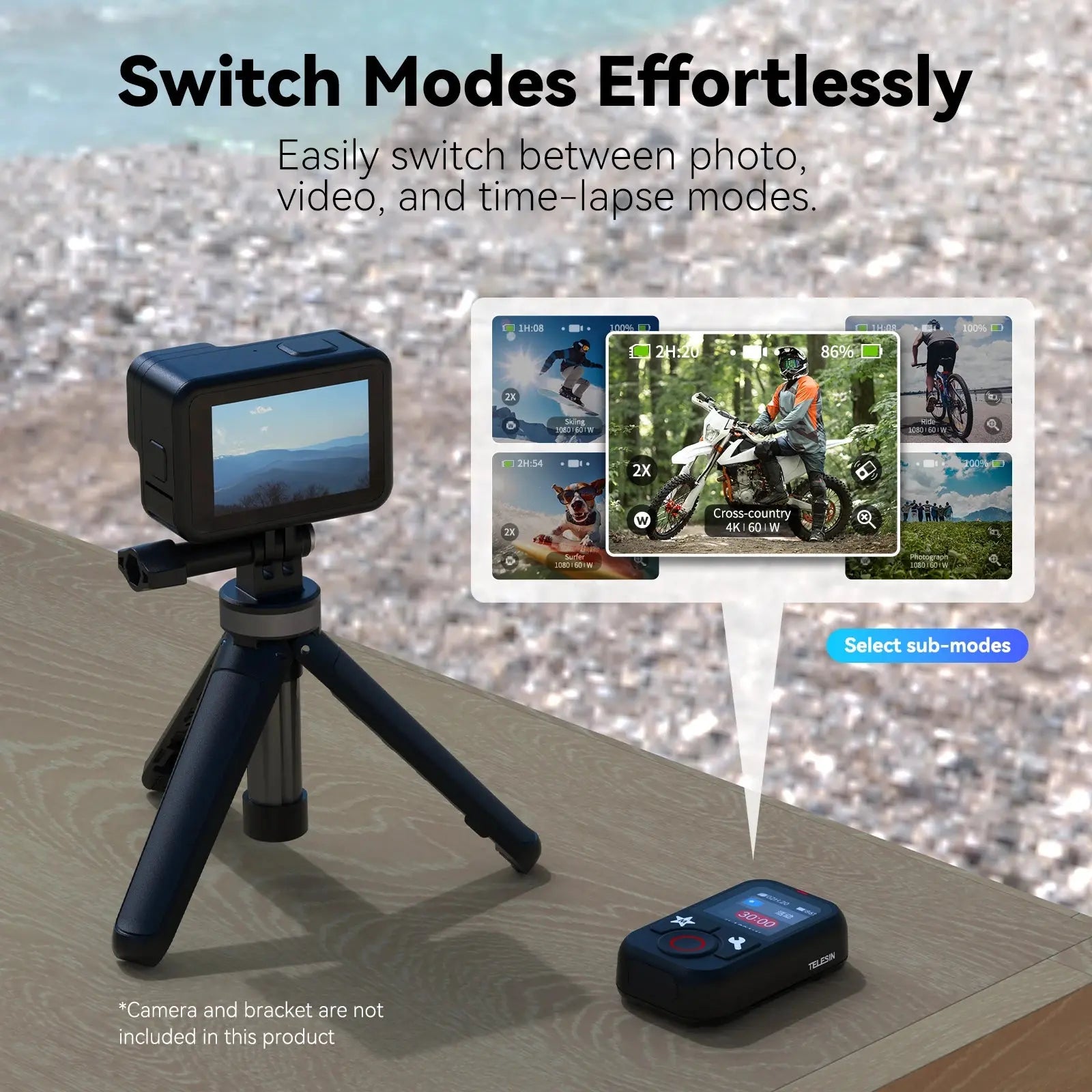 TELESIN Waterproof Bluetooth Remote Control for GoPro Hero13 12 11 10 9 8 Max With Wrist Strap for Action Camera Accessories - Magic Remotes