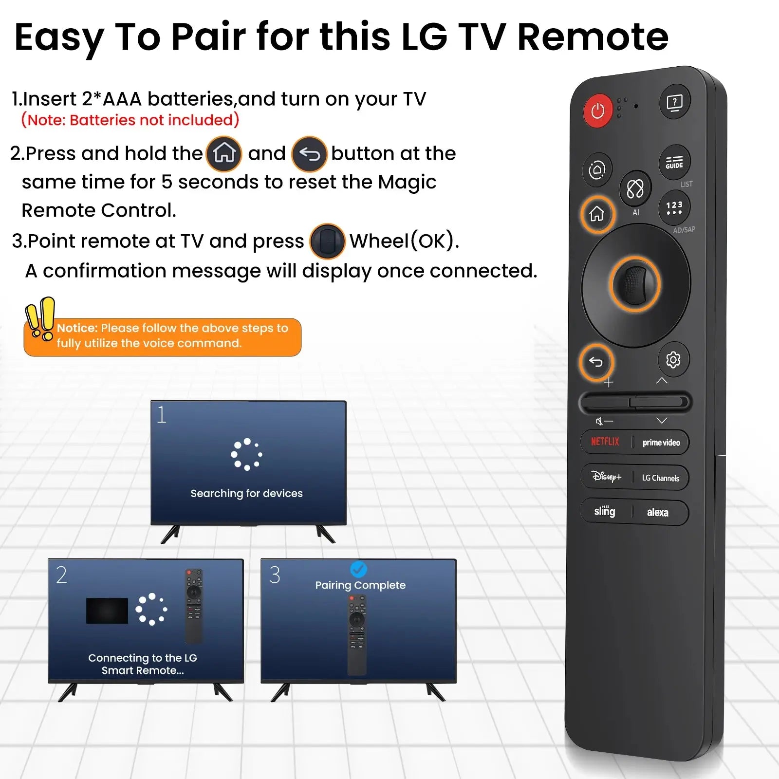 Replacement AN-MR25GA AI Magic Remote with Voice and Pointer,Compatible with 2019-2025 LG Smart TVs OLED, QNED, UHD, LED, LCD - Magic Remotes