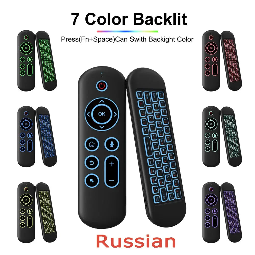 Remote Control Air Mouse Voice Gyroscope 7 Color Backlit Mini Keyboard Dual Mode 2.4G BT5.2 Wireless For Android Smart TV Box PC - Magic Remotes