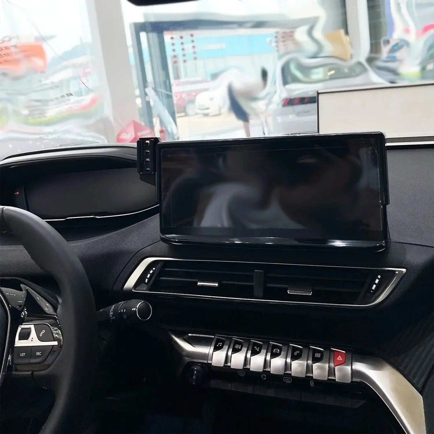 Car Phone Holder 10-Inch Screen Fixed Base For Peugeot 3008 4008 2021-2023 Wireless Charging Support Car Mobile Phone Mounts - Magic Remotes