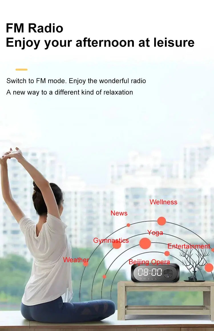 Alarm Clock Radio FM Bluetooth Speaker Portable Subwoofer Caixa De Som Sound Box Music Wireless Mini Woofers Bocina Lamp Column Magic Remotes