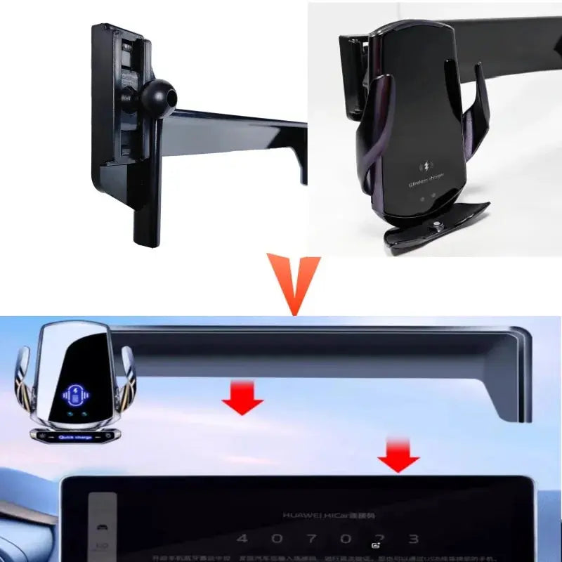 Car Phone Holder 10-Inch Screen Fixed Base For Peugeot 3008 4008 2021-2023 Wireless Charging Support Car Mobile Phone Mounts - Magic Remotes