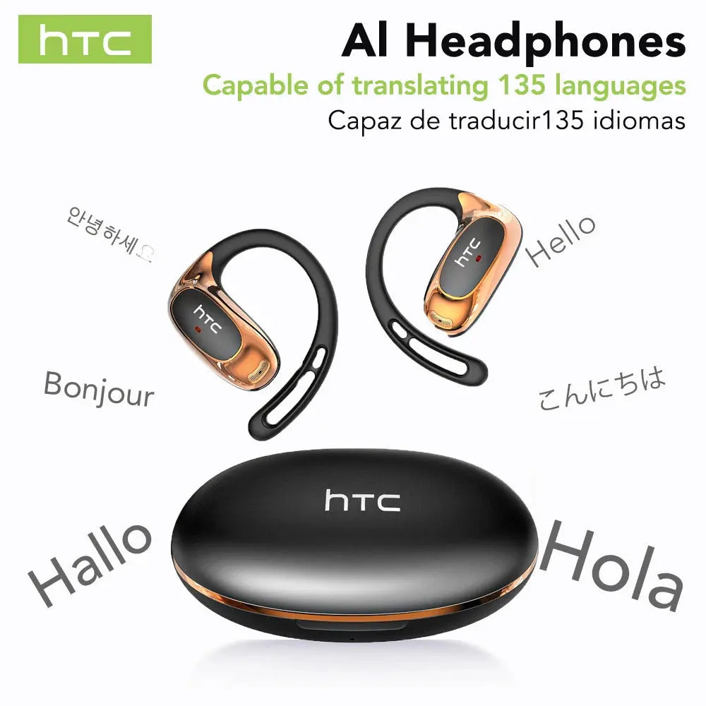 Bluetooth Auricles HTC NE35 2026 AI Real-Time Language Translator Earbuds 134 Languages BT6.0 IPX5 90H Battery Wireless Headset Magic Remotes