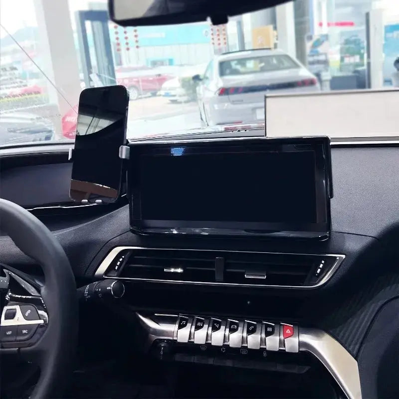 Car Phone Holder 10-Inch Screen Fixed Base For Peugeot 3008 4008 2021-2023 Wireless Charging Support Car Mobile Phone Mounts - Magic Remotes