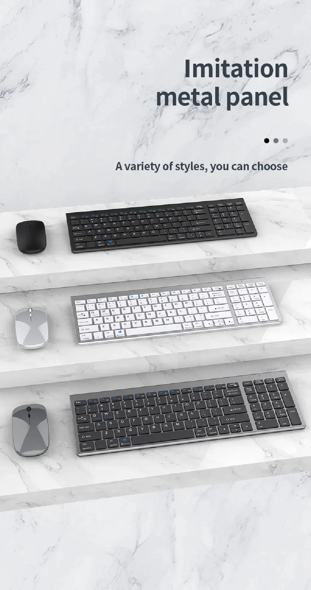 Gray Bluetooth 5.0 & 2.4G Wireless Keyboard Mouse Combo Rechargeable Full Size Wireless Keyboard for Notebook Laptop - Magic Remotes