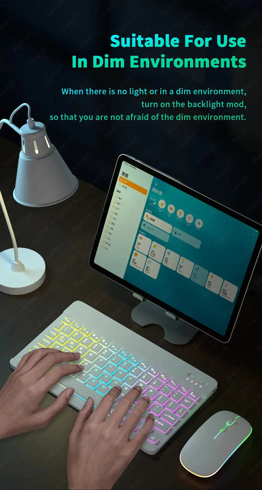 Keyboard For Tablet Android iOS Windows Wireless Mouse Keyboard Bluetooth-compatible Rainbow Backlit Keyboard For iPad Phone - Magic Remotes