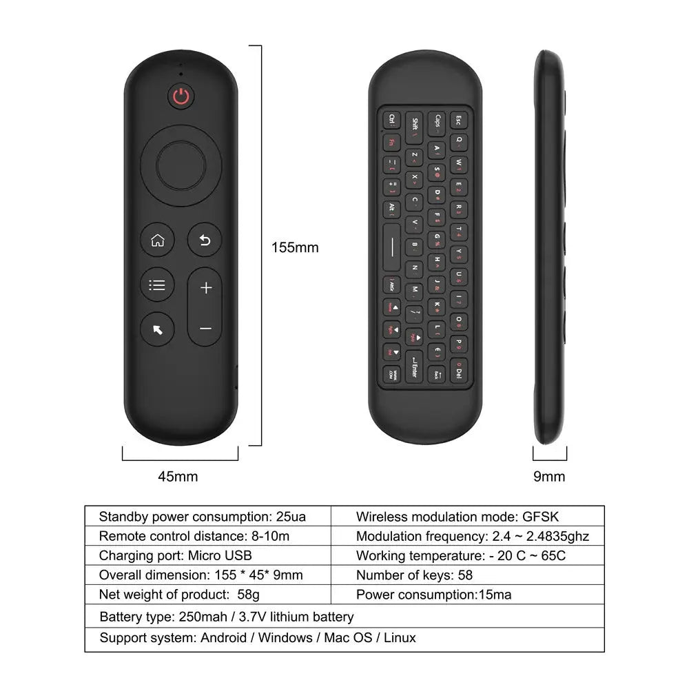 Dual Mode BT5.2 2.4G Air Mouse Remote Control Wireless Gyroscope Mini Keyboard  7 Color Backlit For Android Smart TV Box PC Magic Remotes