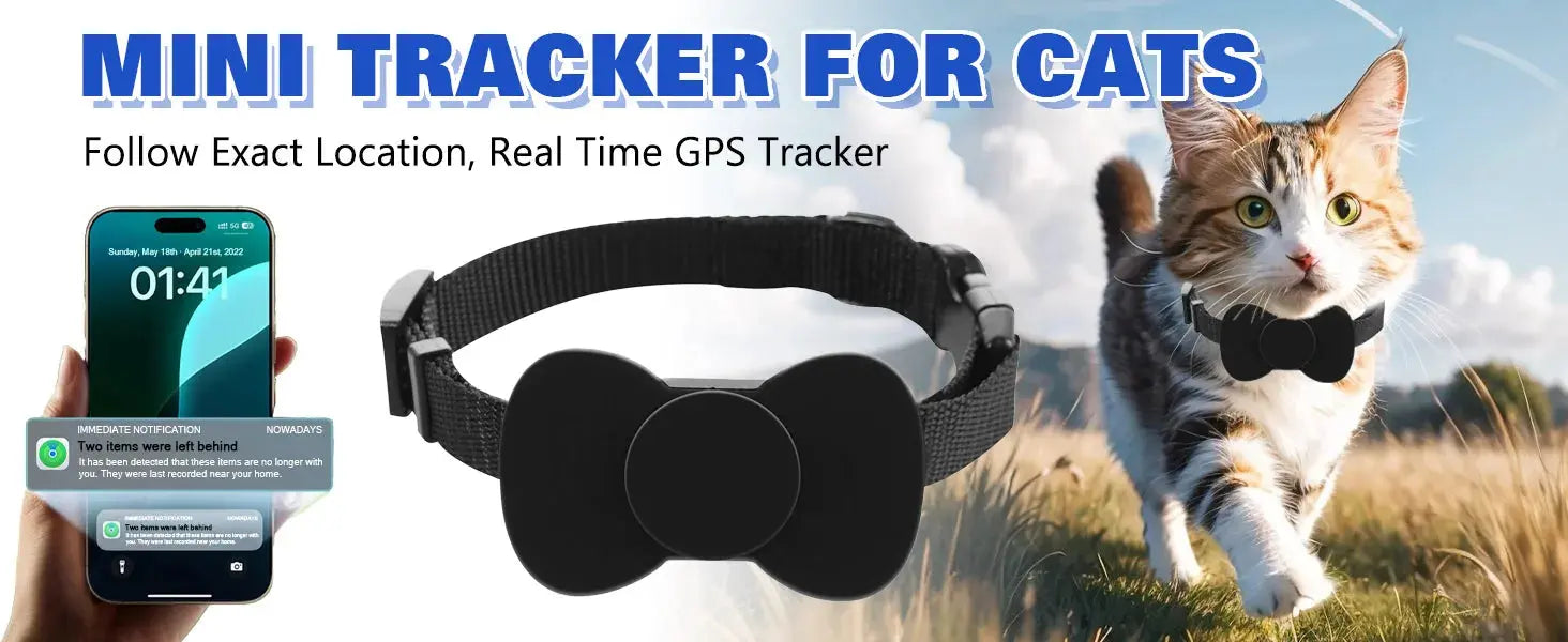 New GPS mini tracking collar, adjustable with waterproof tracker, suitable for cats and dogs anti-lost tracker, no monthly fee, - Magic Remotes