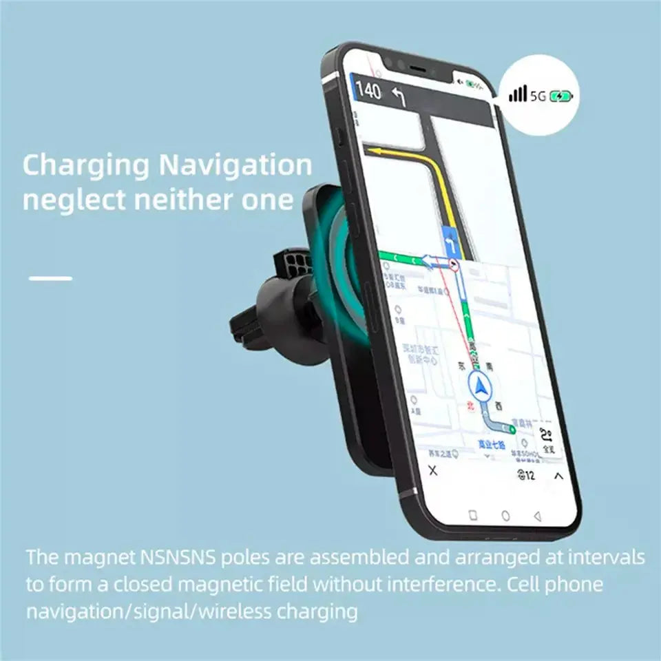 Wireless Magnetic Car Phone Holder Charger for iPhone 14 13 Pro Max 12 Phone Accessories 30W Fast Charging Induction Adapter - Magic Remotes