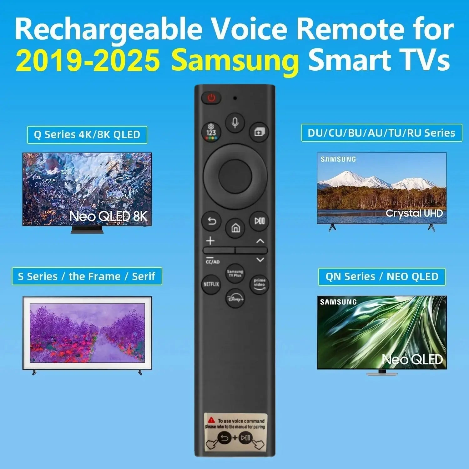 New Solar Charging BN59-01385A Voice Remote Replacement for Samsung Smart TVs DIY Accessory Magic Remotes