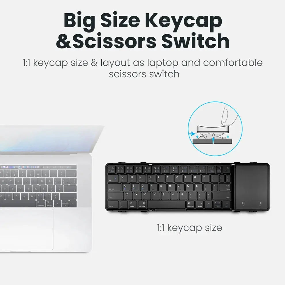 Folding Bluetooth Keyboard with Touchpad Wireless Foldable Keyboard with PU Leather for iOS Android Windows,Support 3 Devices - Magic Remotes