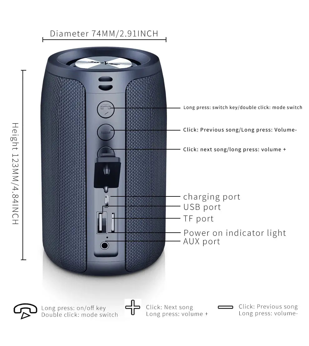 Zealot-S32 Wireless Speaker Outdoor Portable Subwoofer Speaker, Waterproof IPX 6, Dual Pairing,1800mAh Battery Magic Remotes