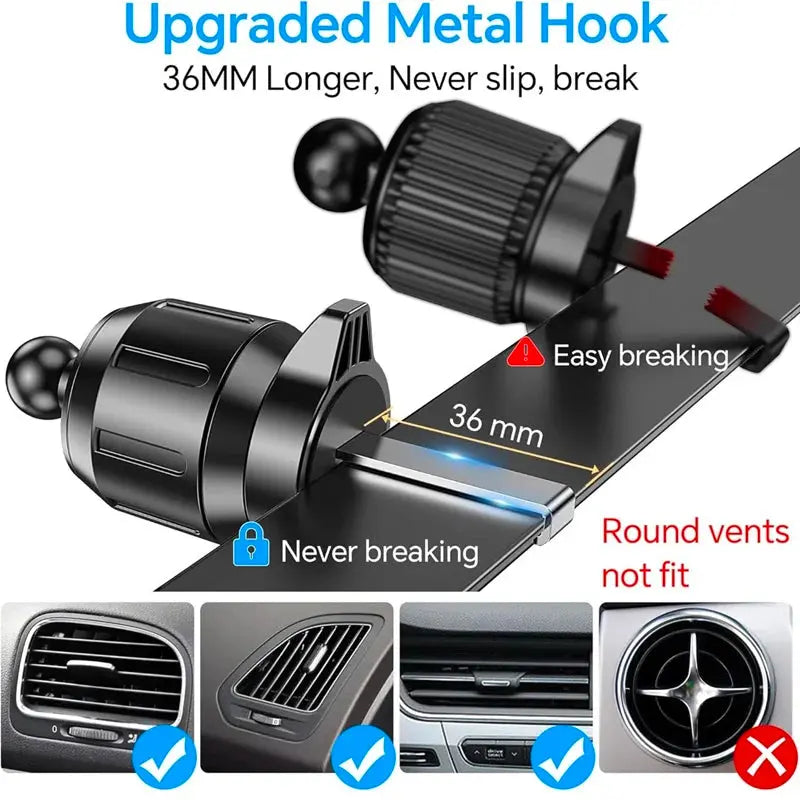 Manual Clamp Wireless Car Charger 15W Fast Charging Air Vent Car Mount Phone Holder for iPhone Samsung Android Phones - Magic Remotes