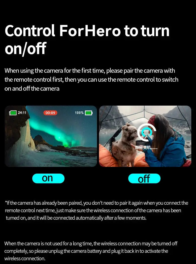 TELESIN 80M Bluetooth Remote Control for GoPro Hero 13 12 11 10 9 8 With Shortcut Key Screen Display Action Camera Accessories Magic Remotes