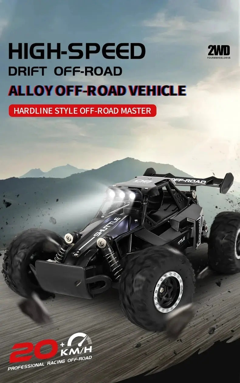 Remote Control Car RC Drift Racing 1:16 Vehicle Off Road Alloy 2.4G Radio High-Speed Trucks With LED Light Climbing Gift Kid Toy - Magic Remotes