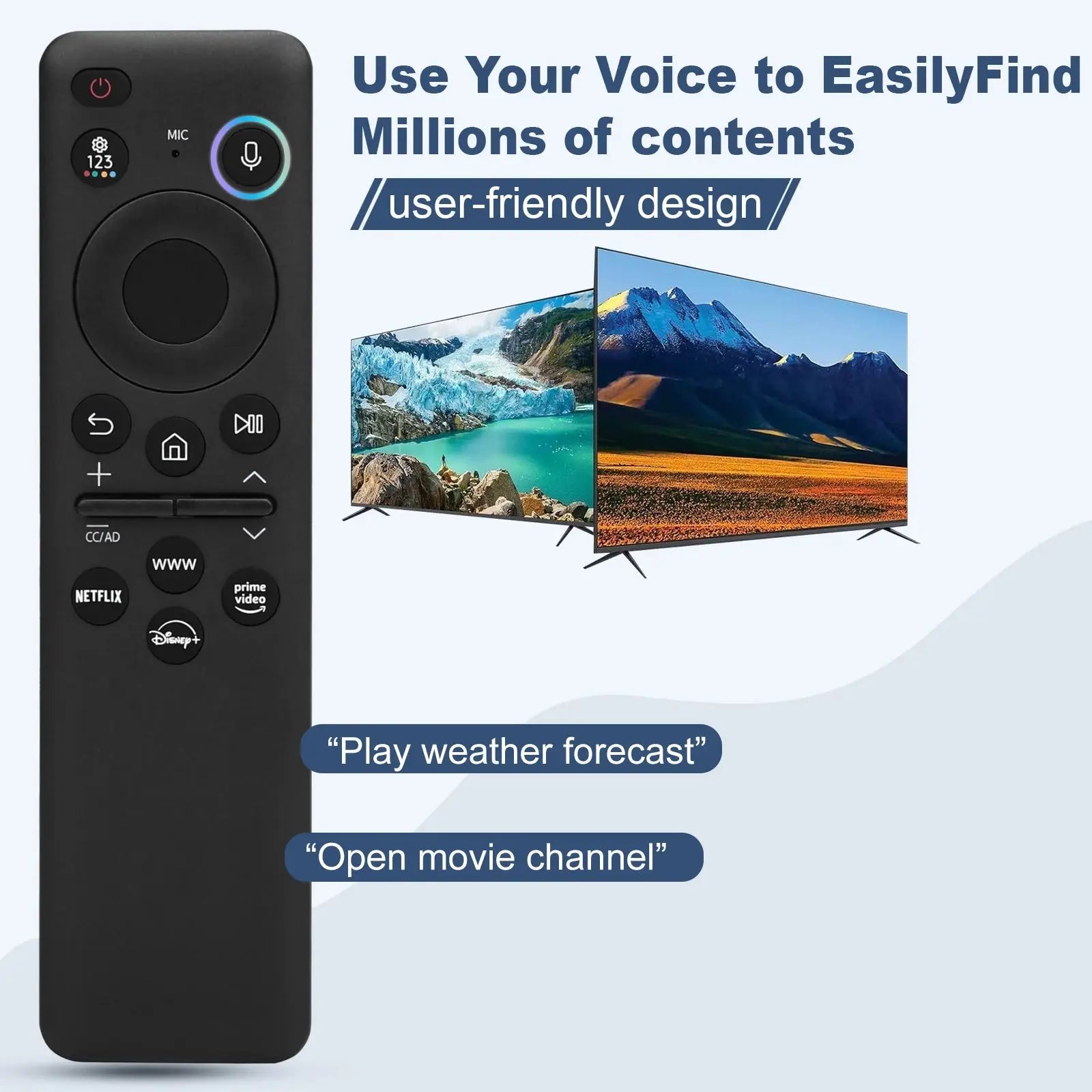 Samsung TV Remote Replacement BN59-01432A – Solar Smart Voice Remote, Bluetooth & IR - Magic Remotes