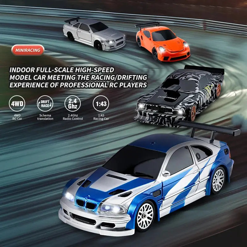 2.4G RC Drift Car 1/43 4WD Remote Control Car High Speed Four Wheel Drive Radio Controlled Mini Racing Car Model Boys Toys Gifts - Magic Remotes