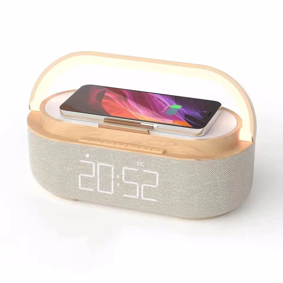 Portable Bluetooth Speaker Wireless Charging FM Radio Alarm Clock Sound Box Music Caixa De Som Charger Lamp Night Light Bocina Magic Remotes
