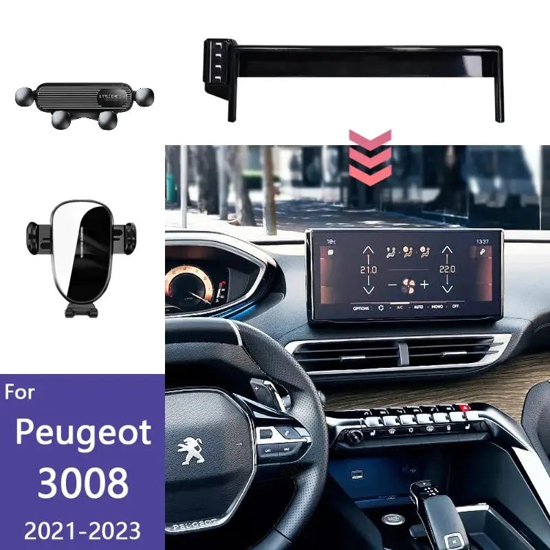 Car Phone Holder 10-Inch Screen Fixed Base For Peugeot 3008 4008 2021-2023 Wireless Charging Support Car Mobile Phone Mounts - Magic Remotes