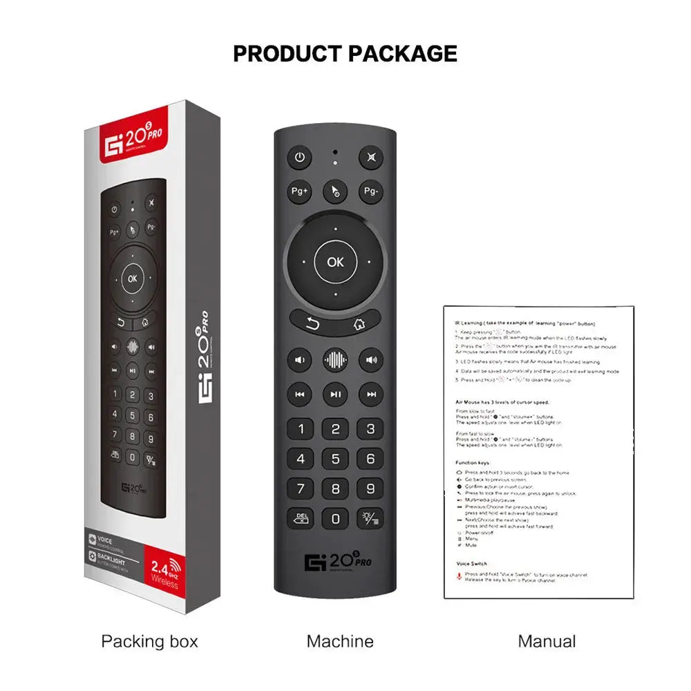 Backlit Voice Remote Control G20S 2.4G Bluetooth Wireless Air Mouse Microphone Gyroscope IR Learning for Android Tv Box PC Magic Remotes