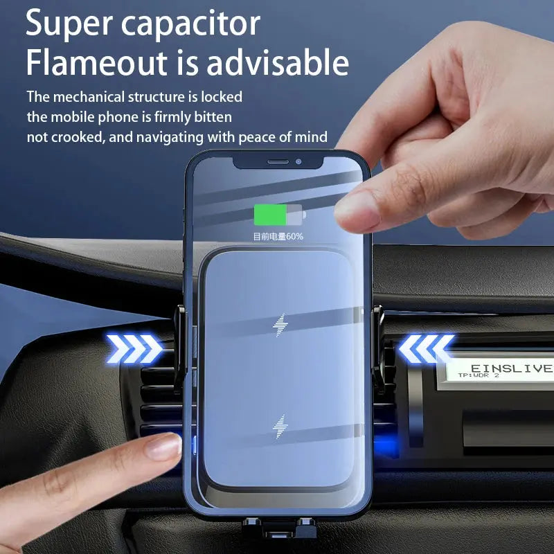 Wireless Car Charger Dual Coil Car Phone Holder Stand for Samsung Galaxy Z Flip 5 4 3 S22 S21 iPhone 14 13 Fast Charging Station - Magic Remotes