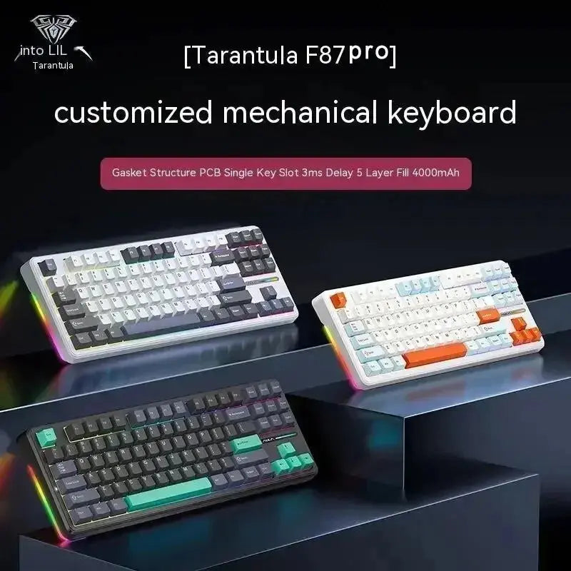AULA F87 Pro Mechanical Keyboard 2.4g/Usb/Bluetooth Tri Mode Wireless 87 Key Rgb Pbt Gasket 5 Layer Silencing Full Key No Impact - Magic Remotes