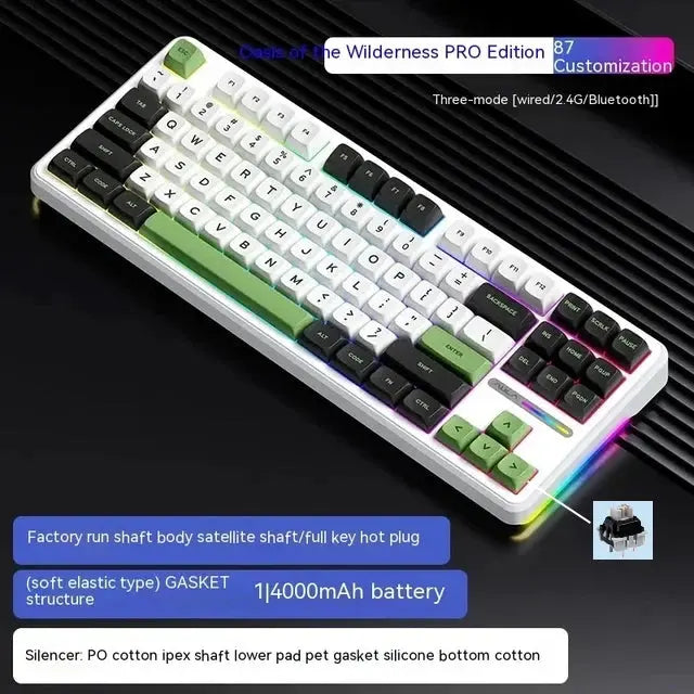 AULA F87 Pro Mechanical Keyboard 2.4g/Usb/Bluetooth Tri Mode Wireless 87 Key Rgb Pbt Gasket 5 Layer Silencing Full Key No Impact - Magic Remotes