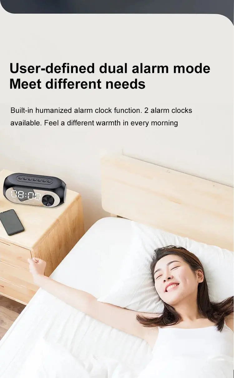 Alarm Clock Radio FM Bluetooth Speaker Portable Subwoofer Caixa De Som Sound Box Music Wireless Mini Woofers Bocina Lamp Column Magic Remotes