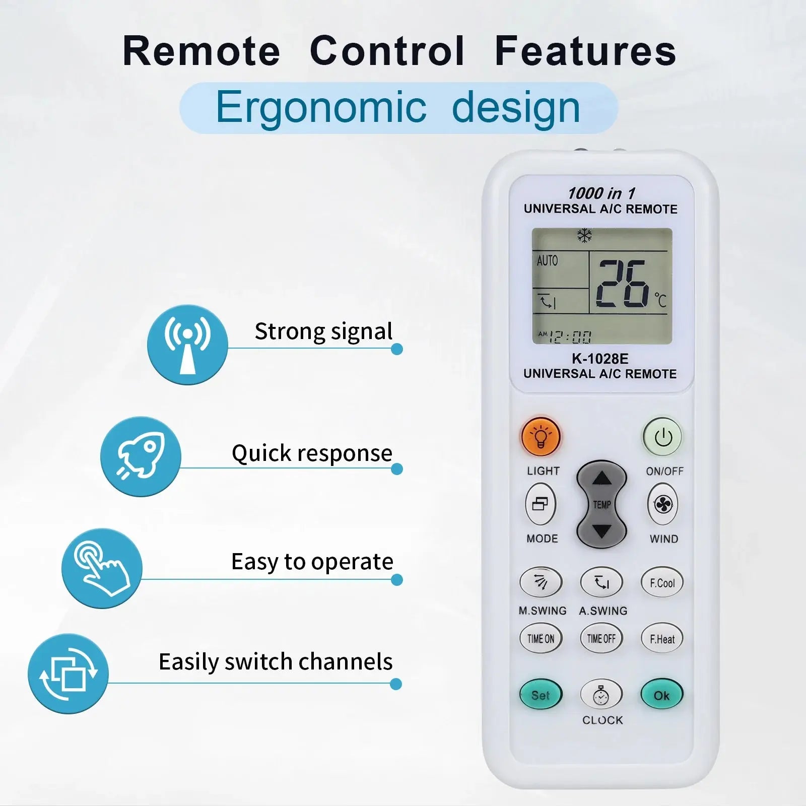 heat pump remote Control Lcd A/C Conditioning Controller 1000 in 1 for Mitsubishi Toshiba Hitachi Fujitsu Daewoo - Magic Remotes