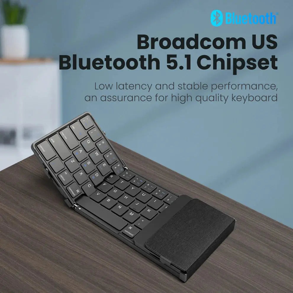 Folding Bluetooth Keyboard with Touchpad Wireless Foldable Keyboard with PU Leather for iOS Android Windows,Support 3 Devices - Magic Remotes