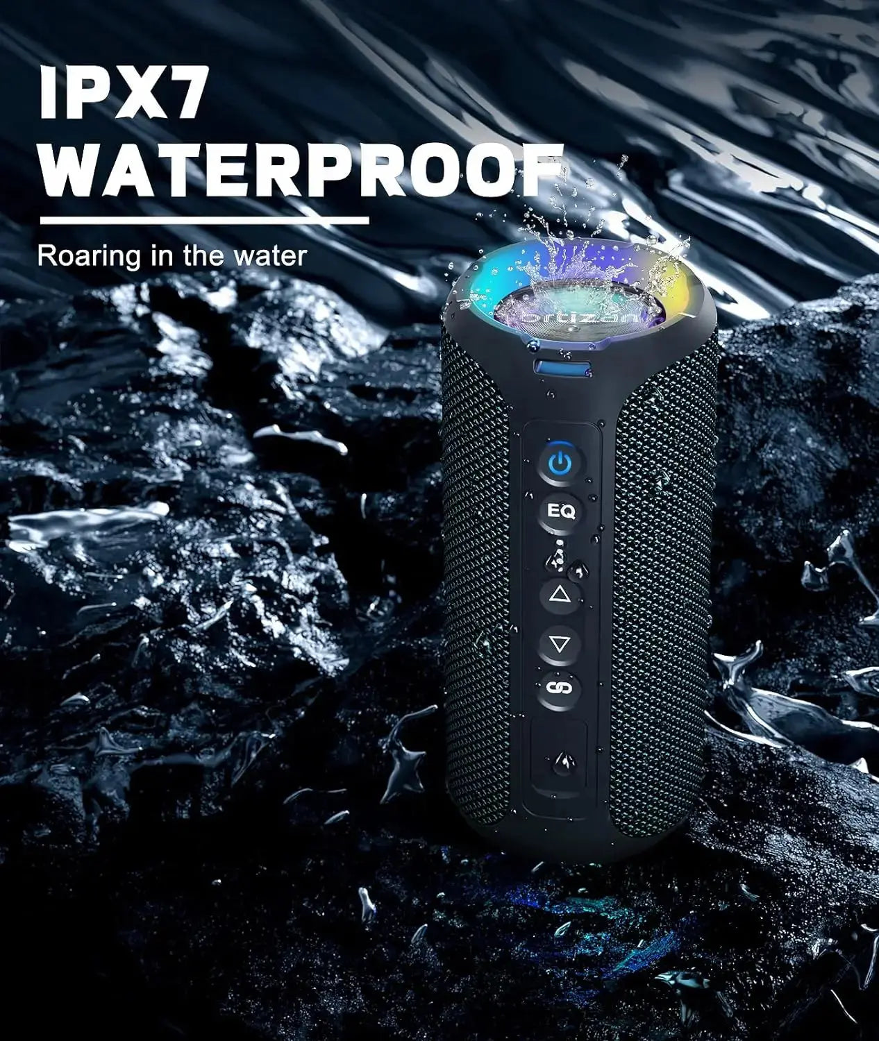 Ortizan Bluetooth Speakers 40W Enhanced Bass Portable Outdoor Wireless Speaker 30Hrs IP7 Waterproof Shower Speaker Bluetooth 5.3 Magic Remotes