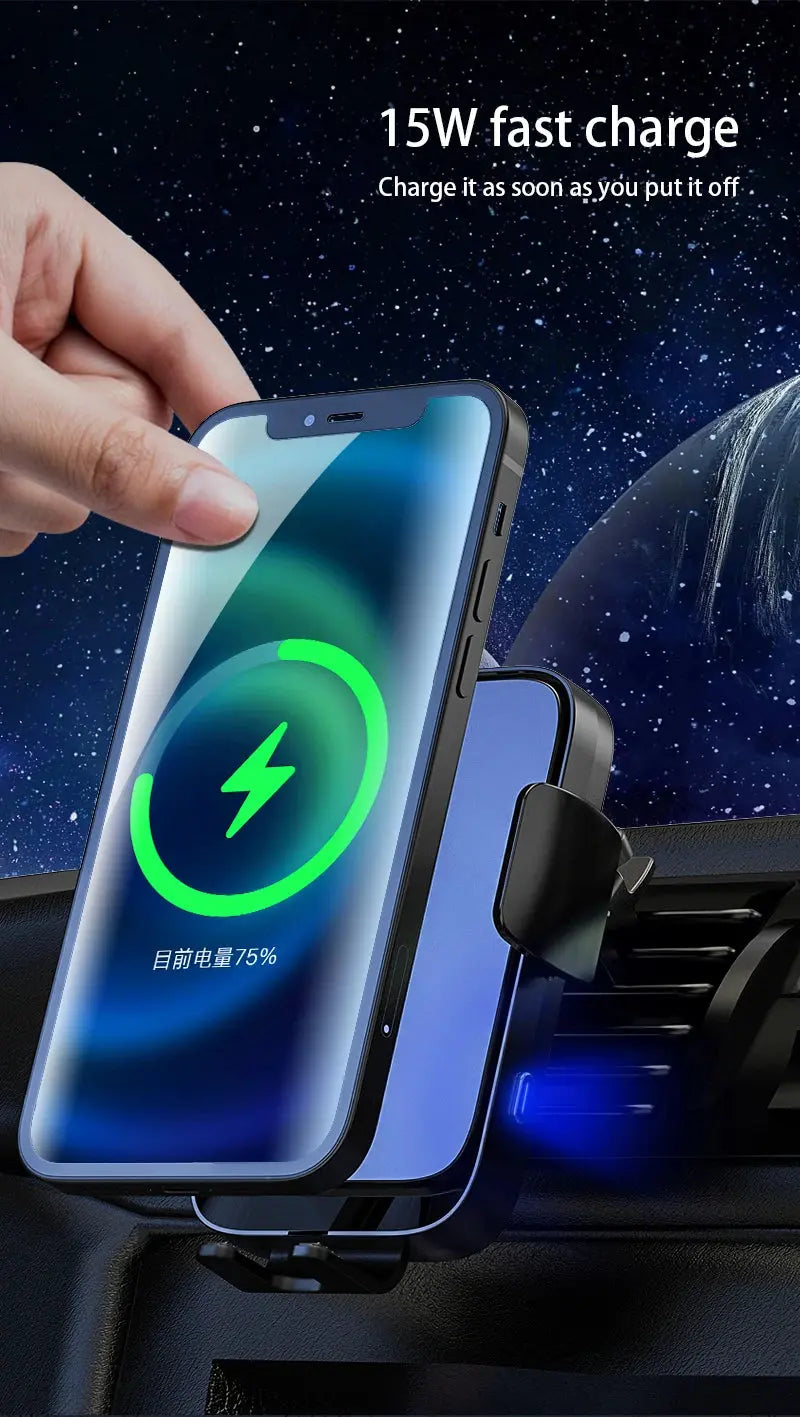 Wireless Car Charger Dual Coil Car Phone Holder Stand for Samsung Galaxy Z Flip 5 4 3 S22 S21 iPhone 14 13 Fast Charging Station - Magic Remotes