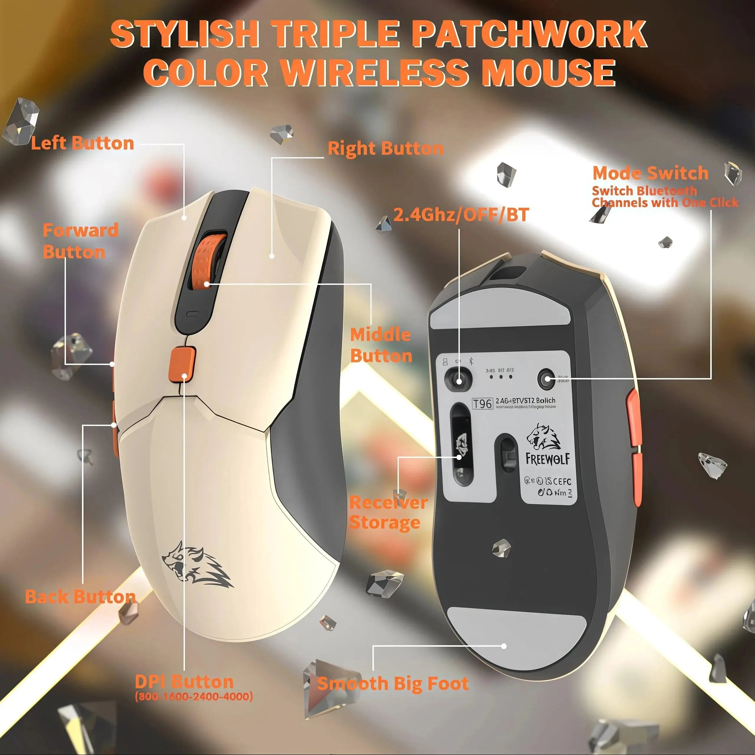 Freewolf T96 Gaming Wireless Keyboard and Mouse Supports dual-mode Bluetooth connectivity Compatible with PC and Mac devices - Magic Remotes