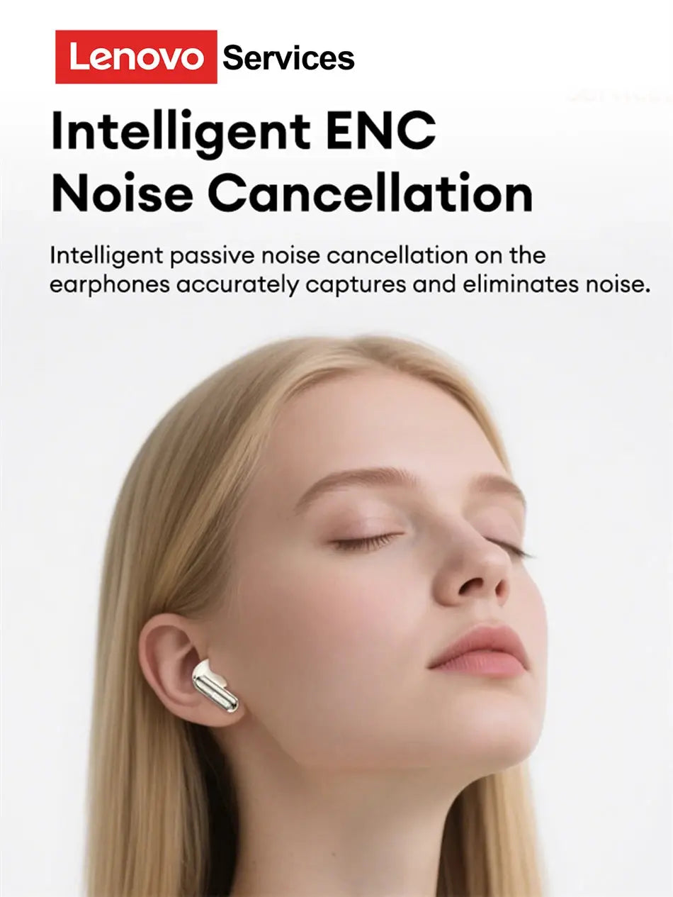 Lenovo LE208 TWS Bluetooth 6.0 Wireless Leather Earphones Stereo ENC Noise Cancelling Headphone 38ms Low Latency Gaming Headset Magic Remotes