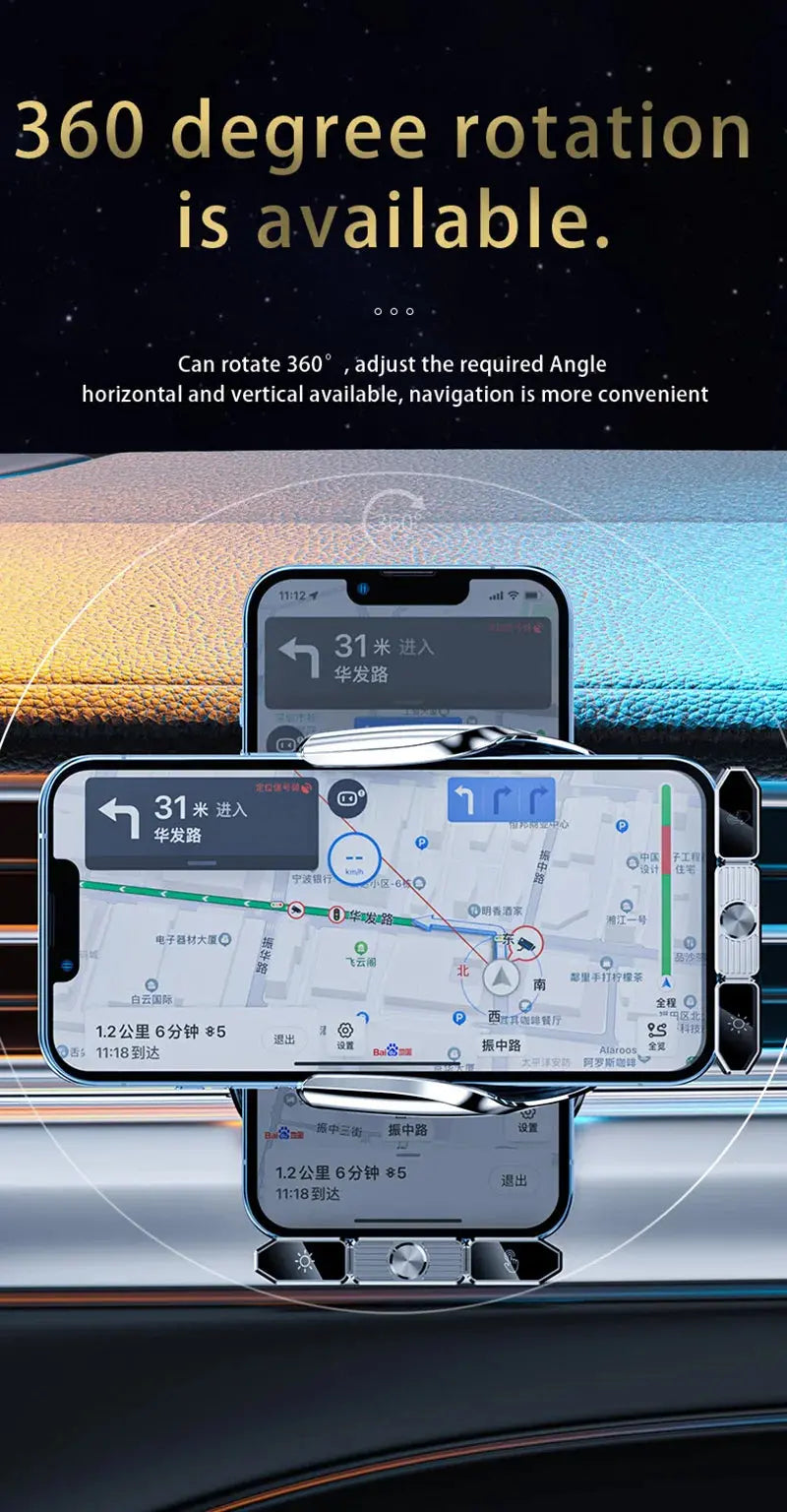 Car wireless charger Magnetic Cell Phone Holder Mobile Phone Stand in Car GPS Support 360° Rotatable Mount For iPhone Xiaomi - Magic Remotes