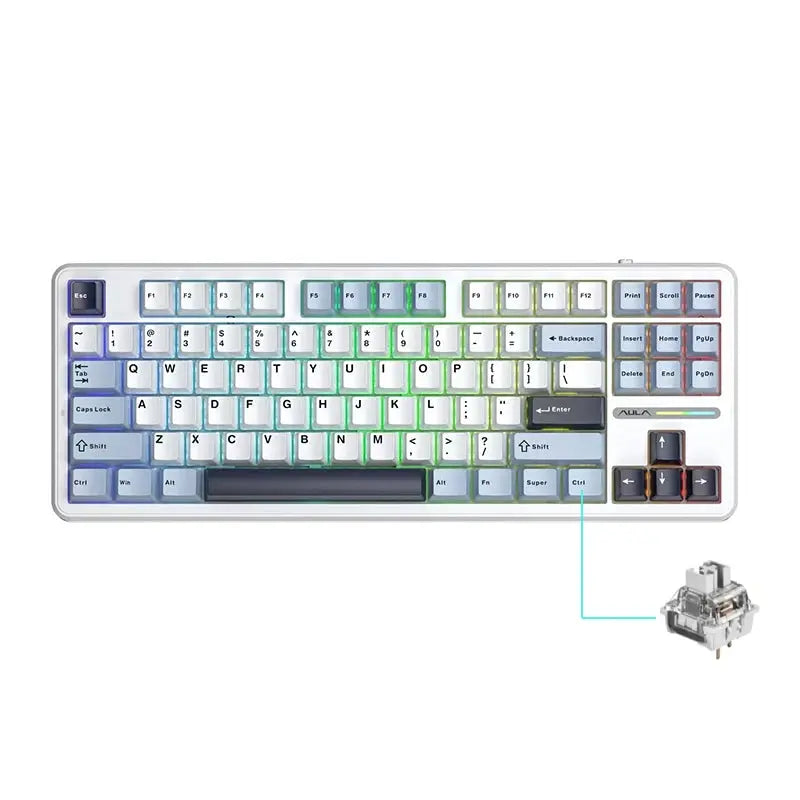 AULA F87 Pro Mechanical Keyboard 2.4g/Usb/Bluetooth Tri Mode Wireless 87 Key Rgb Pbt Gasket 5 Layer Silencing Full Key No Impact - Magic Remotes
