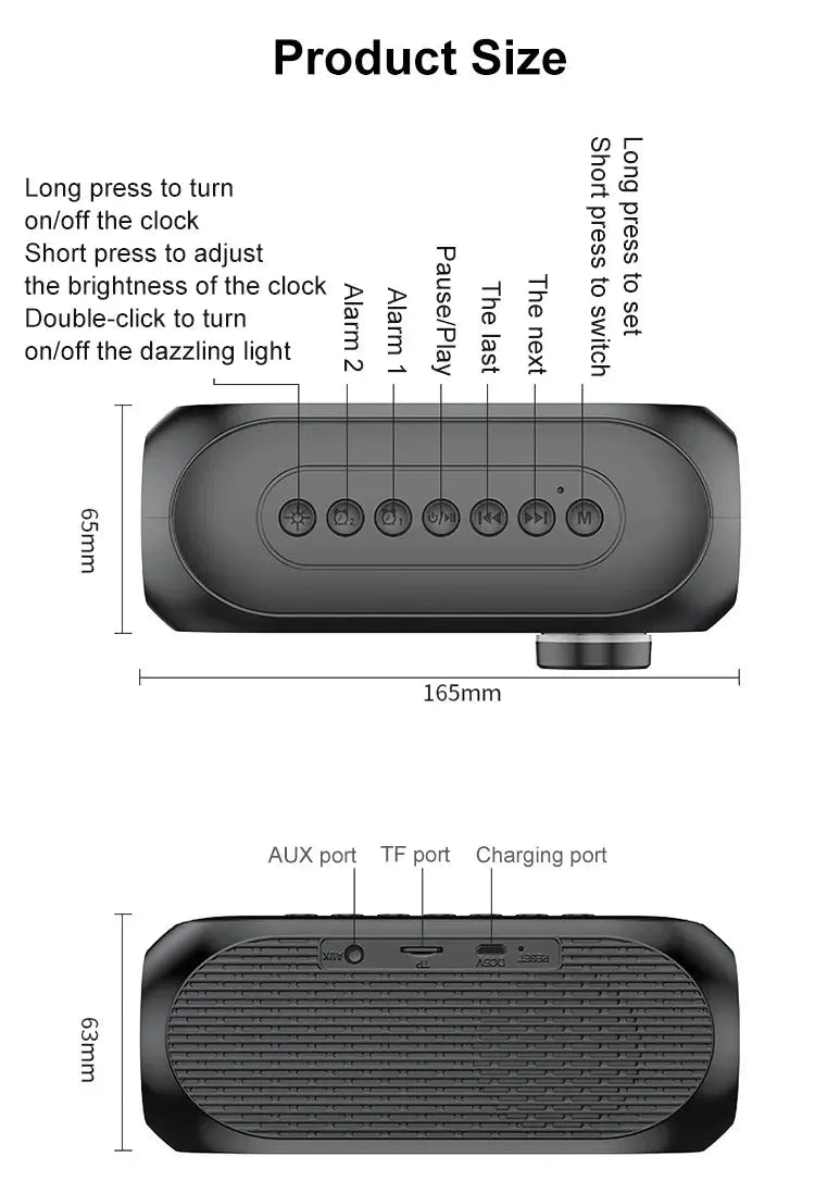 Alarm Clock Radio FM Bluetooth Speaker Portable Subwoofer Caixa De Som Sound Box Music Wireless Mini Woofers Bocina Lamp Column Magic Remotes