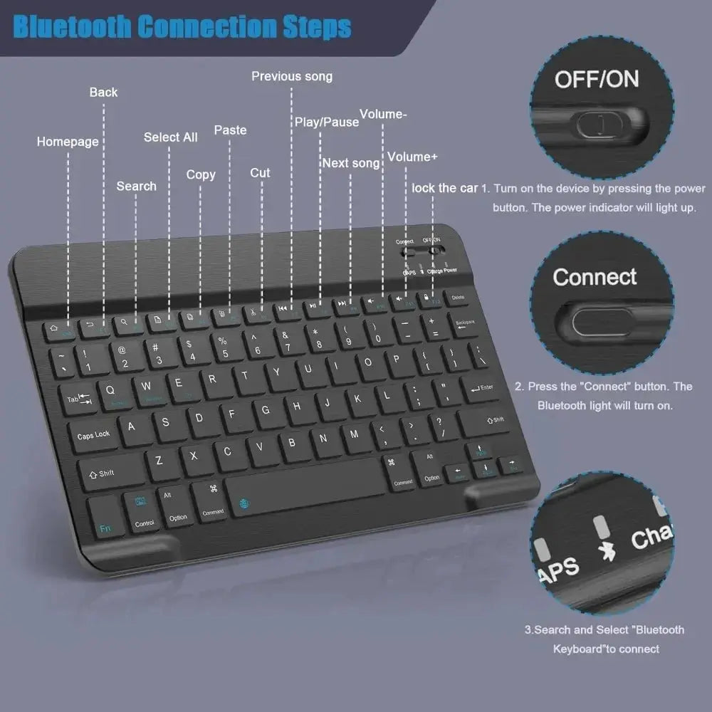 Bluetooth Keyboard for iPad 10th Generation iPad Pro 13 12 11 10 9 8 7 Inch iPad Air 13 11th iPad Mini Samsung Xiaomi Tablets - Magic Remotes