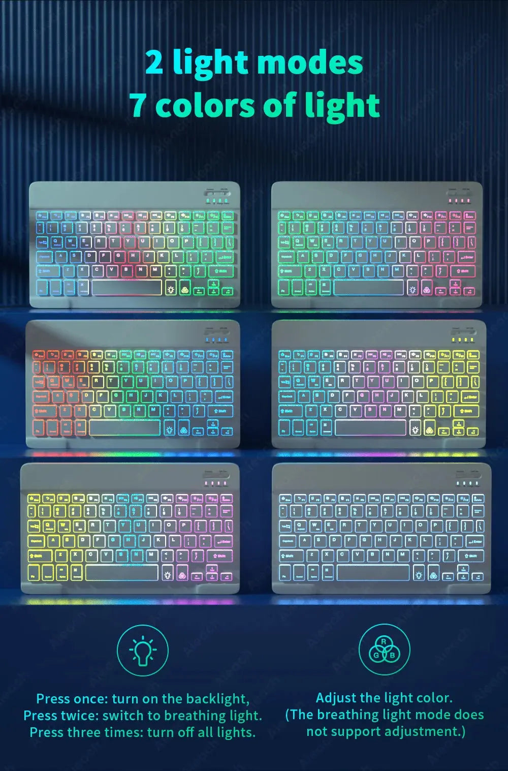 Keyboard For Tablet Android iOS Windows Wireless Mouse Keyboard Bluetooth-compatible Rainbow Backlit Keyboard For iPad Phone - Magic Remotes