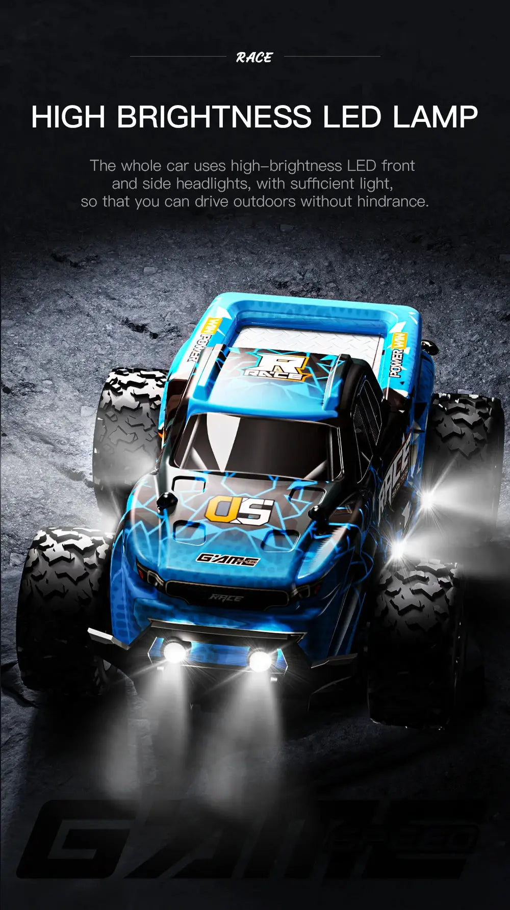 ZWN 1:16/1:20 2.4G Model RC Car With LED Light 2WD Off-road Remote Control Climbing Vehicle Outdoor Cars Toy Gifts for Kids Magic Remotes