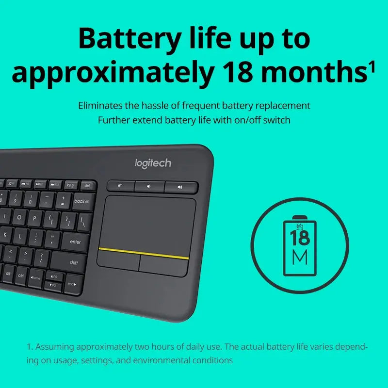 Logitech K400 Plus Wireless Keyboard Touchpad TV Compatible Long Battery Life for Windows Android TV - Magic Remotes