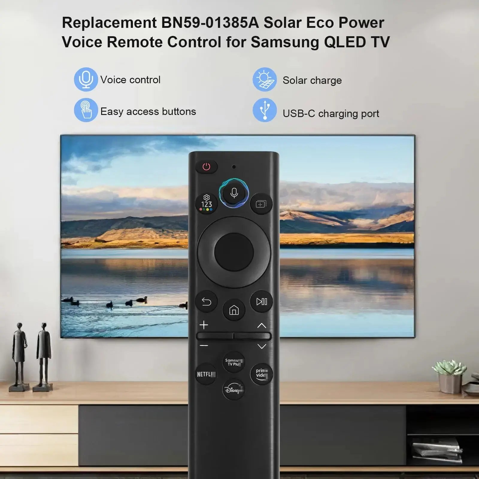 BN59-01385A Solar Voice Remote for Samsung TV Remotes Replacement with Bluetooth Rechargeable Solar Cell Fit for Samsung Remote - Magic Remotes