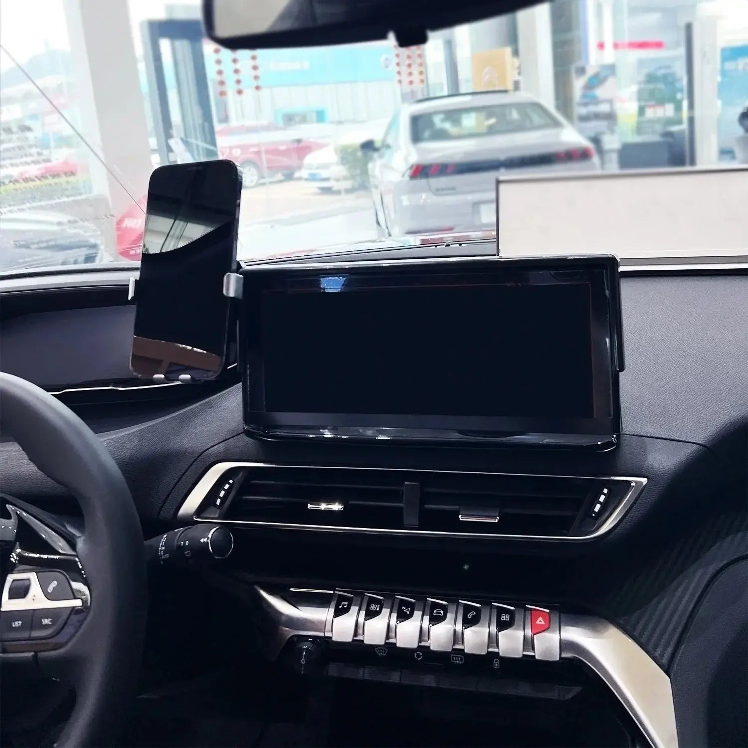 Car Phone Holder 10-Inch Screen Fixed Base For Peugeot 3008 4008 2021-2023 Wireless Charging Support Car Mobile Phone Mounts - Magic Remotes