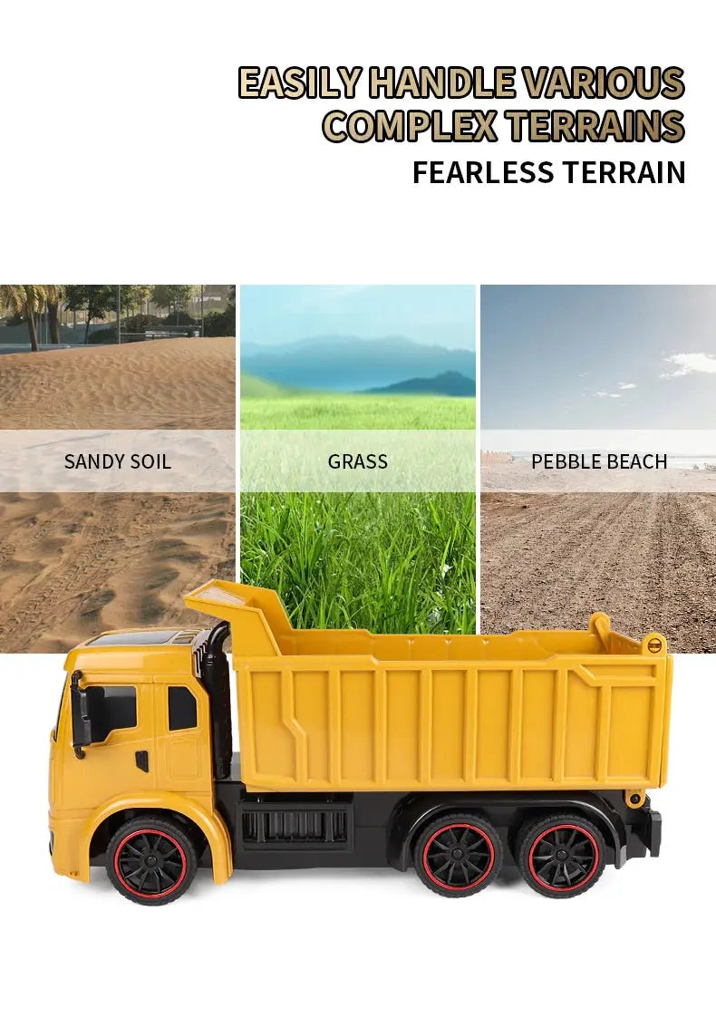 ZWN 2.4G Remote Control Excavator Dump Truck RC Model Car Toy Professional Alloy Plastic Simulation Construction Vehicle for Kid Magic Remotes