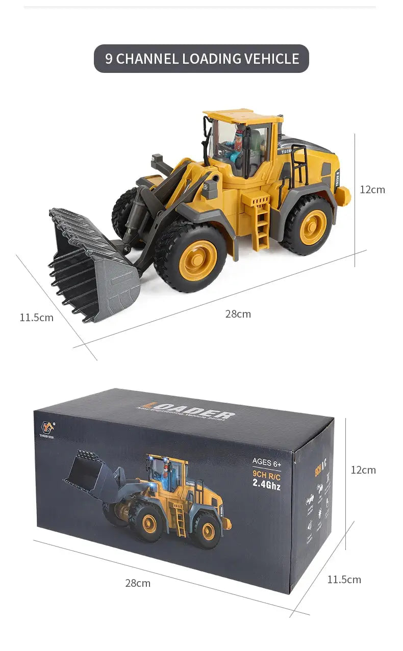 ZWN 2.4G Remote Control Excavator Dump Truck RC Model Car Toy Professional Alloy Plastic Simulation Construction Vehicle for Kid Magic Remotes