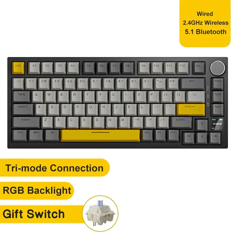 Ajazz AK820/AK820Pro Gaming Mechanical Keyboard Bluetooth 5.1/Wireless/C-Wired Customized Keyboard with Knob Hot Swapping Gasket - Magic Remotes