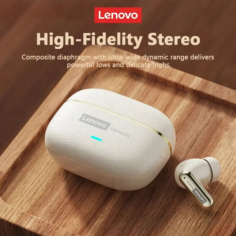 Lenovo LE208 TWS Bluetooth 6.0 Wireless Leather Earphones Stereo ENC Noise Cancelling Headphone 38ms Low Latency Gaming Headset Magic Remotes